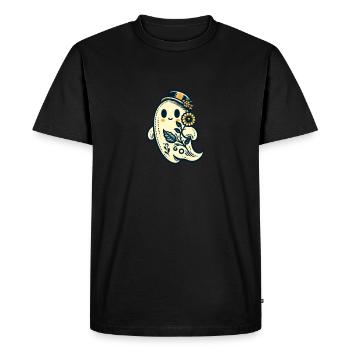 Floral Ghost with Hat - Men's Premium Organic T-Shirt - black - Front - Nico (187cm)