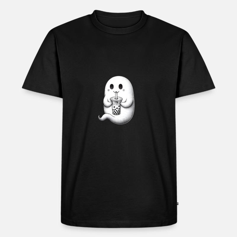 Geist trinkt Bubble Tea - Männer Premium Bio T-Shirt - Schwarz