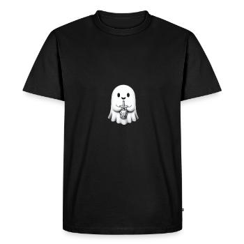 Cute Ghost Bubble Tea - Men's Premium Organic T-Shirt - black - Front - Nico (187cm)