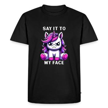 Dis-le-moi en face - T-shirt Premium bio Homme - noir - Devant - Nico (187cm)