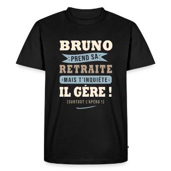 Bruno humour retraite cadeau bruno - T-shirt Premium bio Homme - noir - Devant - Nico (187cm)