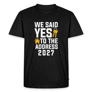 Nous avons dit à l’adresse 2027 - T-shirt Premium bio Homme - noir - Devant - Nico (187cm)