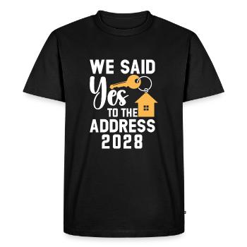 We Said Yes to the Address 2028 - Men's Premium Organic T-Shirt - black - Front - Nico (187cm)