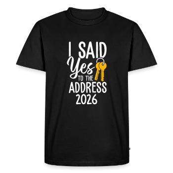 J’ai dit à l’adresse 2026 - T-shirt Premium bio Homme - noir - Devant - Nico (187cm)