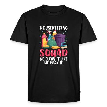 Housekeeping Squad - Men's Premium Organic T-Shirt - black - Front - Nico (187cm)