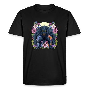 Loup-garou floral - T-shirt Premium bio Homme - noir - Devant - Nico (187cm)
