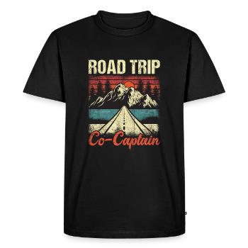 Road Trip Co-Captain - Men's Premium Organic T-Shirt - black - Front - Nico (187cm)