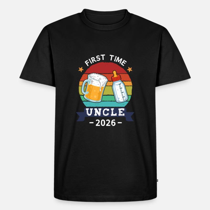 First Time Uncle 2026 - Männer Premium Bio T-Shirt - Schwarz