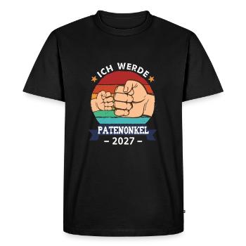 Je vais être parrain 2027 Grossesse - T-shirt Premium bio Homme - noir - Devant - Nico (187cm)
