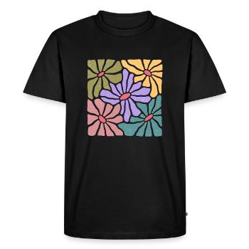 Fleurs sauvages de style bohème - T-shirt Premium bio Homme - noir - Devant - Nico (187cm)