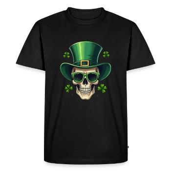 St Patrick's Day Irish Skull - Men's Premium Organic T-Shirt - black - Front - Nico (187cm)