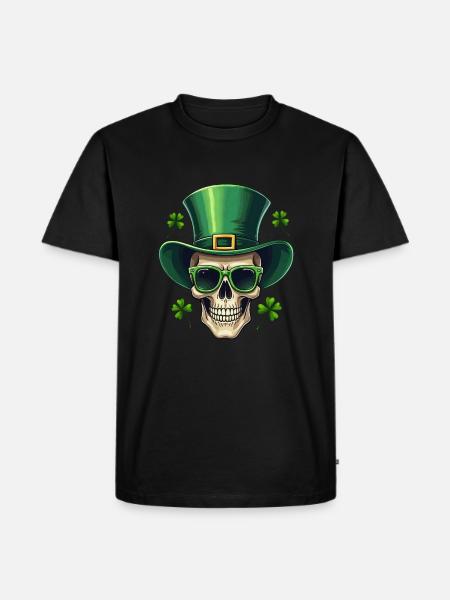 St Patrick's Day Irish Skull - Men's Premium Organic T-Shirt - black