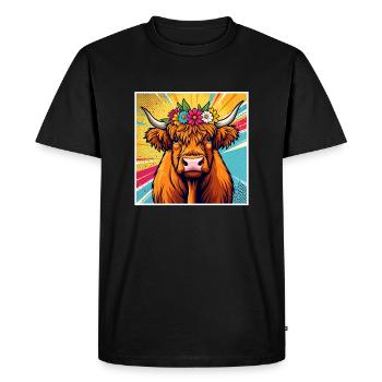 Highland Cow Pop Art Cow - Men's Premium Organic T-Shirt - black - Front - Nico (187cm)