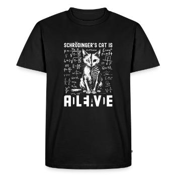 Le chat de Schrödinger mort et vif - T-shirt Premium bio Homme - noir - Devant - Nico (187cm)