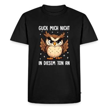 Ne me regarde pas sur ce ton Hibou - T-shirt Premium bio Homme - noir - Devant - Nico (187cm)
