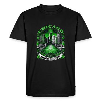 Chicago Goes Green - Men's Premium Organic T-Shirt - black - Front - Nico (187cm)