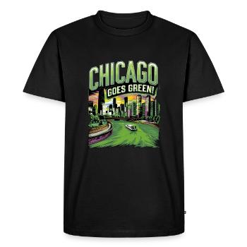 Chicago Goes Green - Men's Premium Organic T-Shirt - black - Front - Nico (187cm)