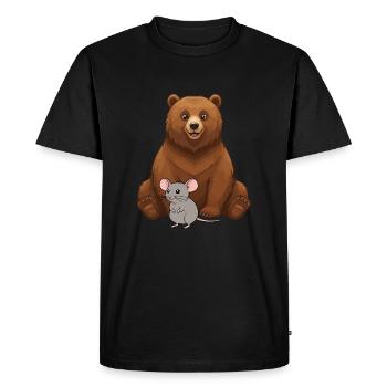 Bär und Maus Beste Freunde - Männer Premium Bio T-Shirt - Schwarz - Vorne - Nico (187cm)
