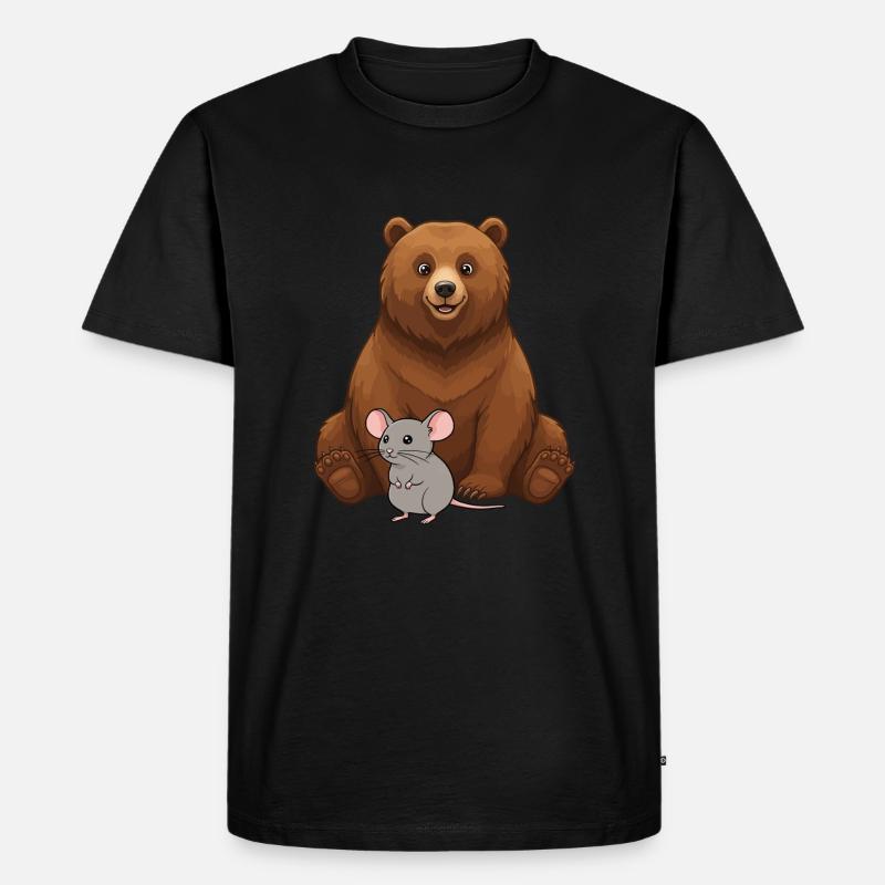Bär und Maus Beste Freunde - Männer Premium Bio T-Shirt - Schwarz