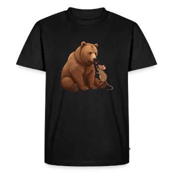 Bear and Mouse Best Friend Best Buddy - Men's Premium Organic T-Shirt - black - Front - Nico (187cm)
