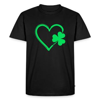 Cœur de trèfle vert - T-shirt Premium bio Homme - noir - Devant - Nico (187cm)