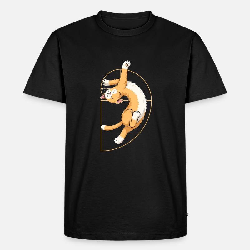 Fibonacci Spiral Cat - Männer Premium Bio T-Shirt - Schwarz