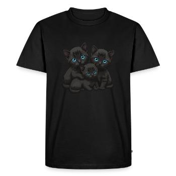 Yeux bleus Trois chats - T-shirt Premium bio Homme - noir - Devant - Nico (187cm)