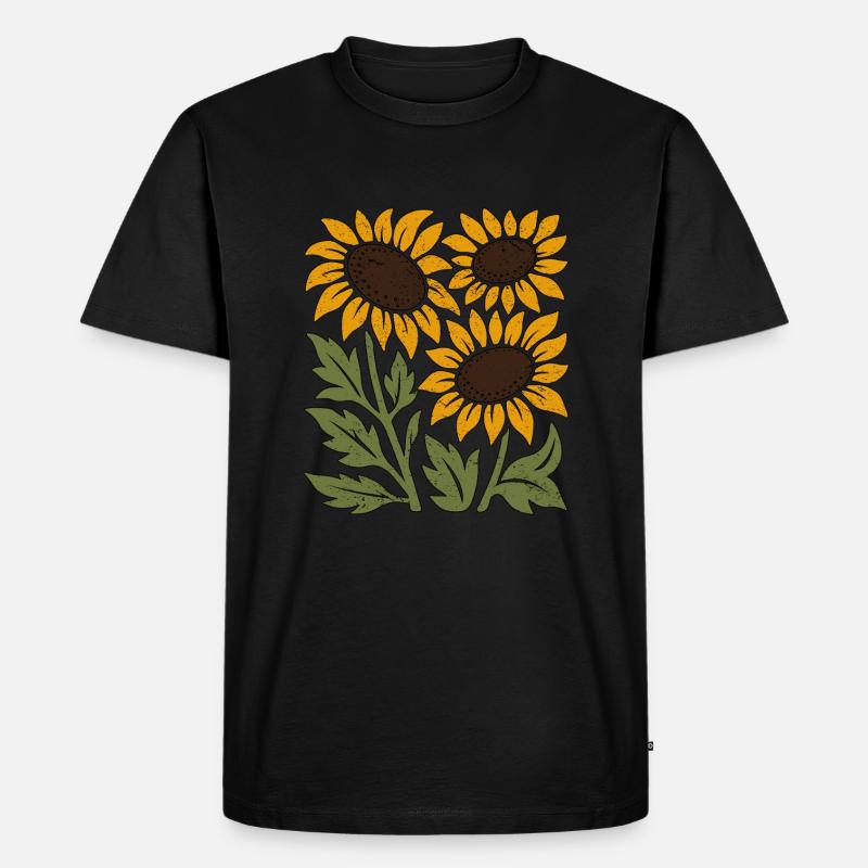 Boho Sonnenblumen - Männer Premium Bio T-Shirt - Schwarz