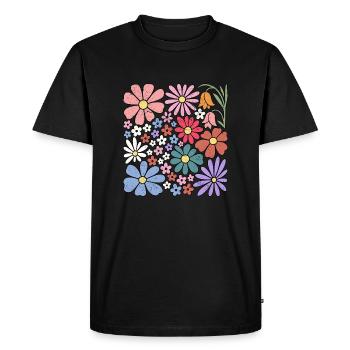 Fleurs colorées Nature Fleurs sauvages - T-shirt Premium bio Homme - noir - Devant - Nico (187cm)