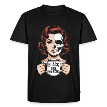 Noir comme mon âme ! Goth Café Emo Girl - T-shirt Premium bio Homme - noir - Devant - Nico (187cm)