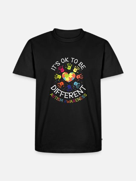 It's ok to be different - Autism Awareness - Ekologisk premium-T-shirt herr - svart