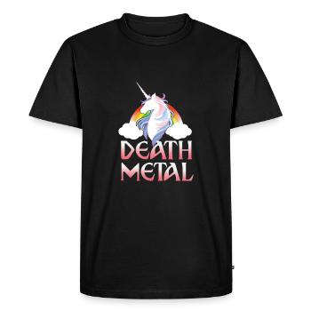 Death Metal - magical rainbow unicorn - Men's Premium Organic T-Shirt - black - Front - Nico (187cm)