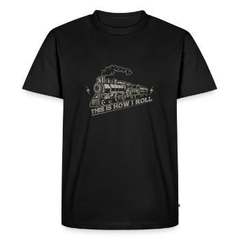This is how i roll - railroad train - T-shirt Premium bio Homme - noir - Devant - Nico (187cm)