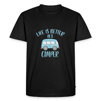 Campeur camping aventure cadeau idée chemise nature - T-shirt Premium bio Homme - noir - Devant - Nico (187cm)