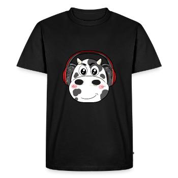 Cow with headphones - Men's Premium Organic T-Shirt - black - Front - Nico (187cm)