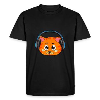 Cat with headphones - Men's Premium Organic T-Shirt - black - Front - Nico (187cm)