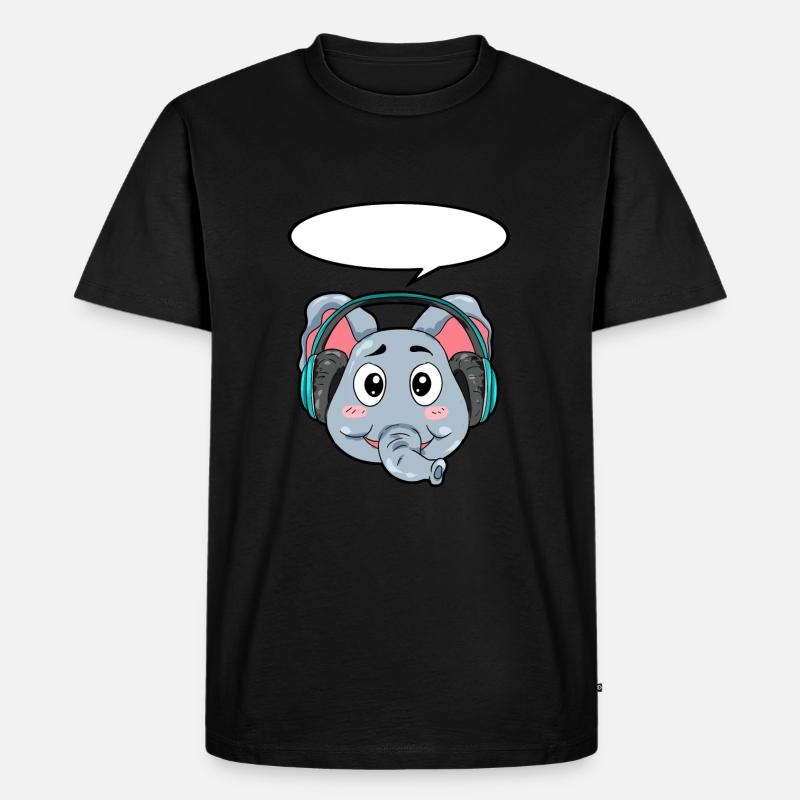 Elefant mit Kopfhörer - Männer Premium Bio T-Shirt - Schwarz