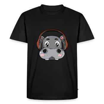 Hippopotames avec écouteurs - T-shirt Premium bio Homme - noir - Devant - Nico (187cm)