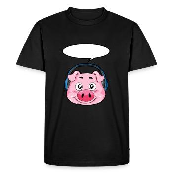 Pig with headphones - Men's Premium Organic T-Shirt - black - Front - Nico (187cm)