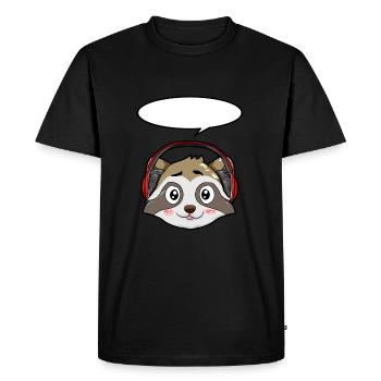 Raccoon with headphones - Men's Premium Organic T-Shirt - black - Front - Nico (187cm)