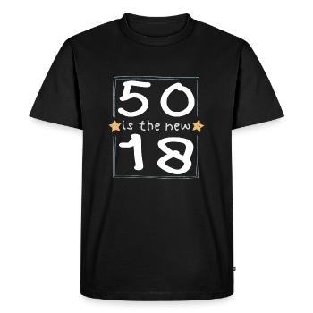 50 is the new 18 Children's font - Men's Premium Organic T-Shirt - black - Front - Nico (187cm)