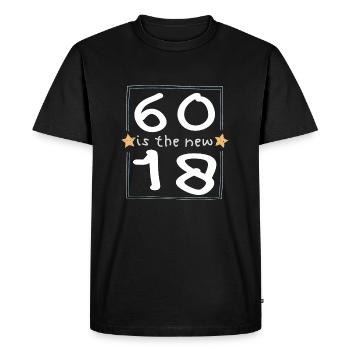 60 is the new 18 Children's font - Men's Premium Organic T-Shirt - black - Front - Nico (187cm)