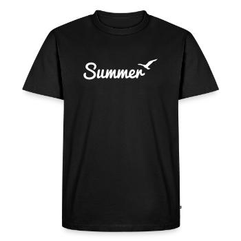 Summer statement with seagull - Men's Premium Organic T-Shirt - black - Front - Nico (187cm)