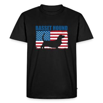 Basset Hound - Men's Premium Organic T-Shirt - black - Front - Nico (187cm)