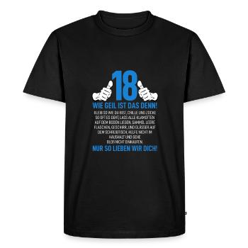 18. Geburtstag - Männer Premium Bio T-Shirt - Schwarz - Vorne - Nico (187cm)