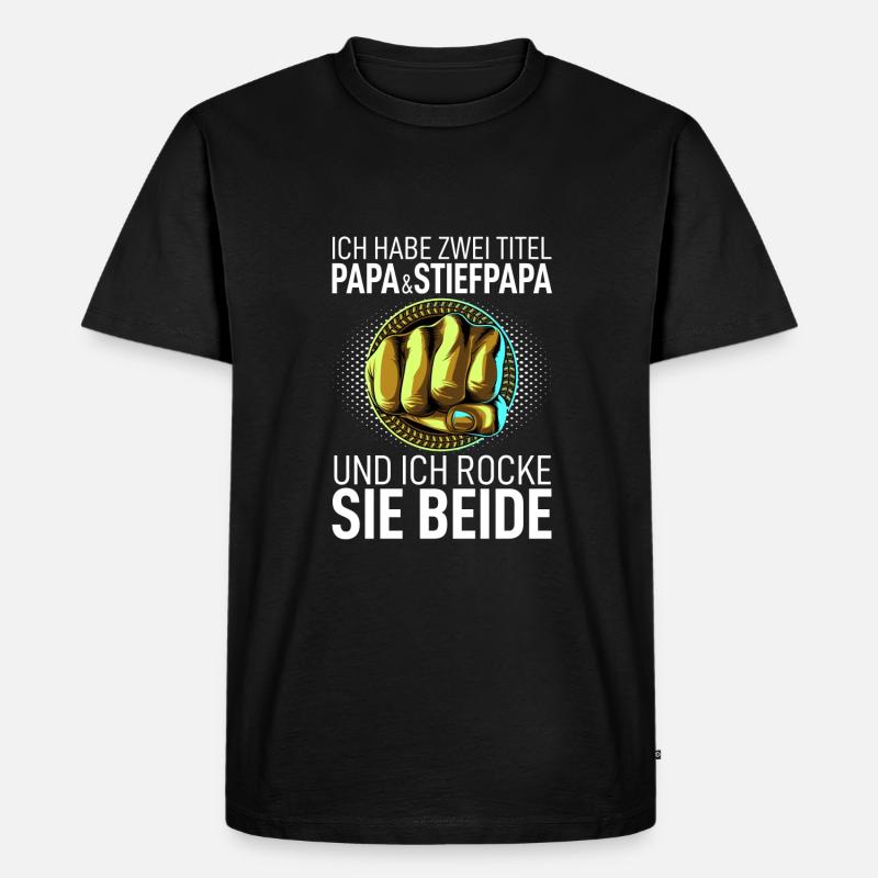 Papa - Männer Premium Bio T-Shirt - Schwarz