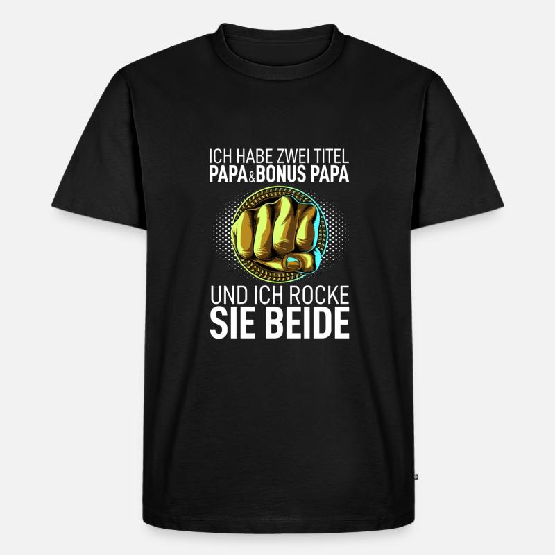 Papa - Männer Premium Bio T-Shirt - Schwarz