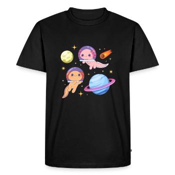 Conception d’axolotls d’astronaute pour les amateurs d’axolotl - T-shirt Premium bio Homme - noir - Devant - Nico (187cm)