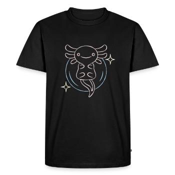 Design d’art au trait pour les amateurs d’axolotl - T-shirt Premium bio Homme - noir - Devant - Nico (187cm)