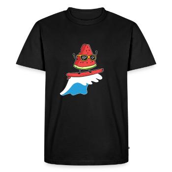 Watermelon Surfing Windsurfer Gift - Men's Premium Organic T-Shirt - black - Front - Nico (187cm)